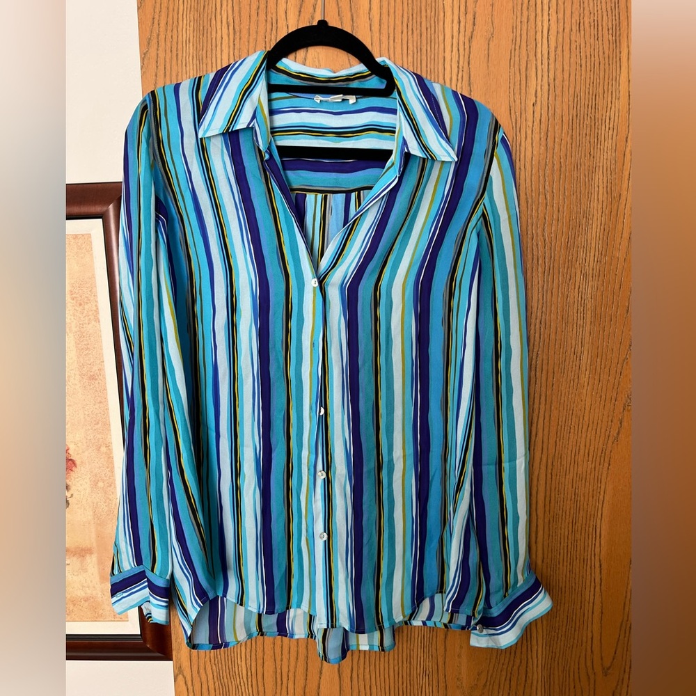 L’Agence silk Striped Blue and purple blouse